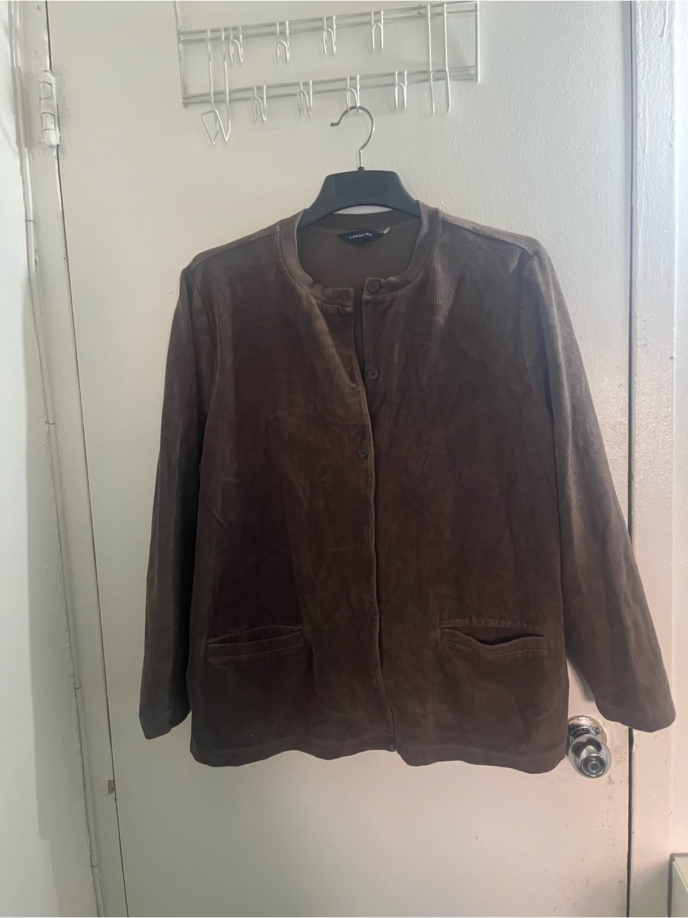 Lands' End Women's Brown corduroy Suede Button-Front Jacket